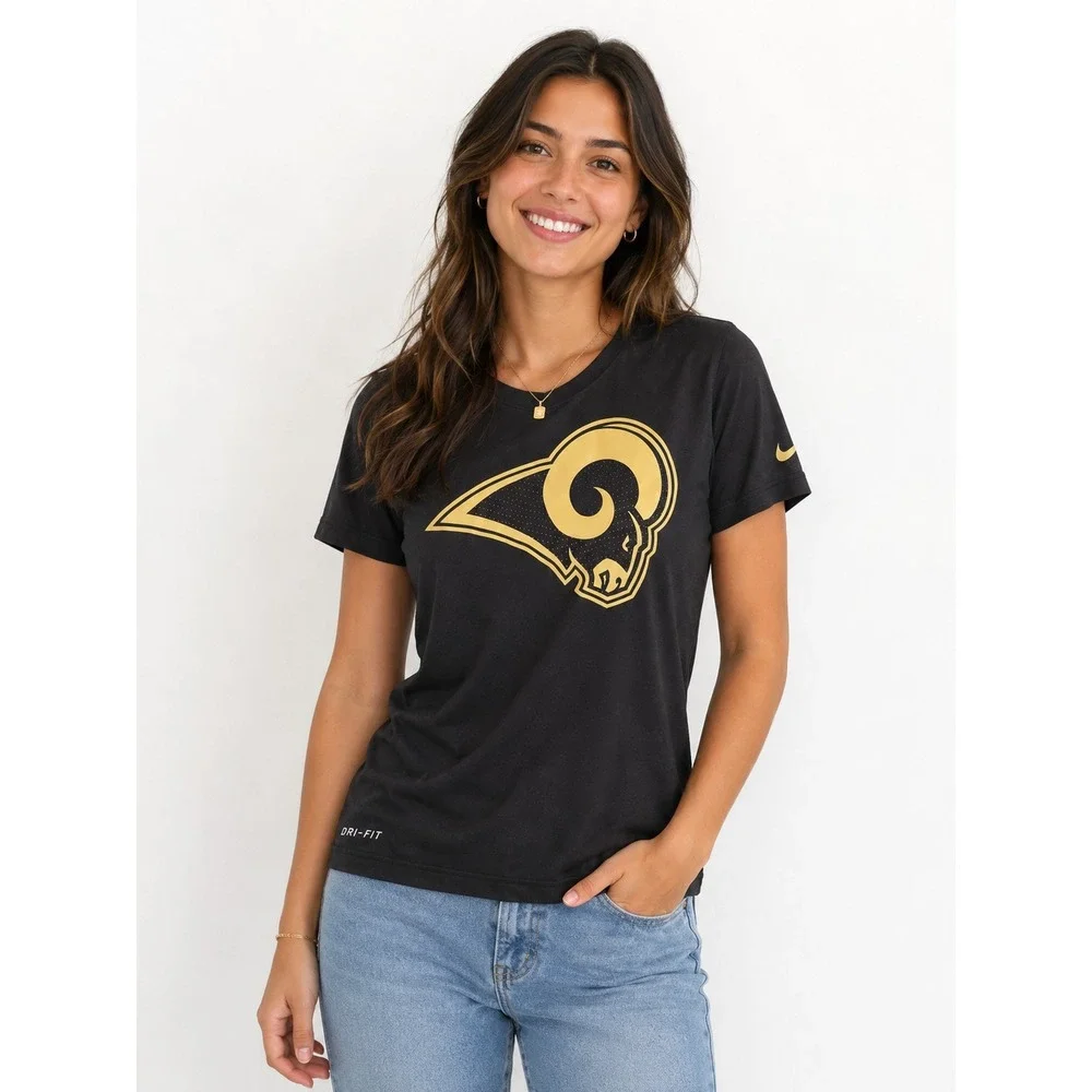 Nike Dri-Fit Los Angeles Rams NFL tee Women's Size Small Gray Short Sleeve